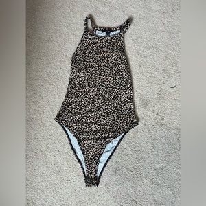 Leopard print high neck bodysuit